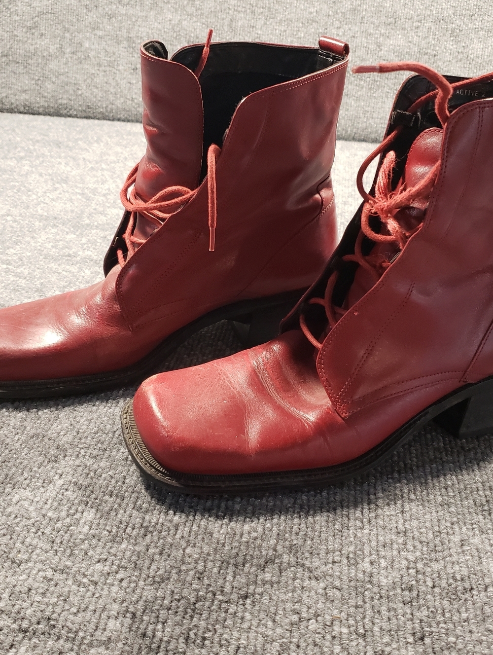 Vintage Y2K Pazzo Red Boots Size 7.5 Steampunk Retro Goth Chunky Platform Heels